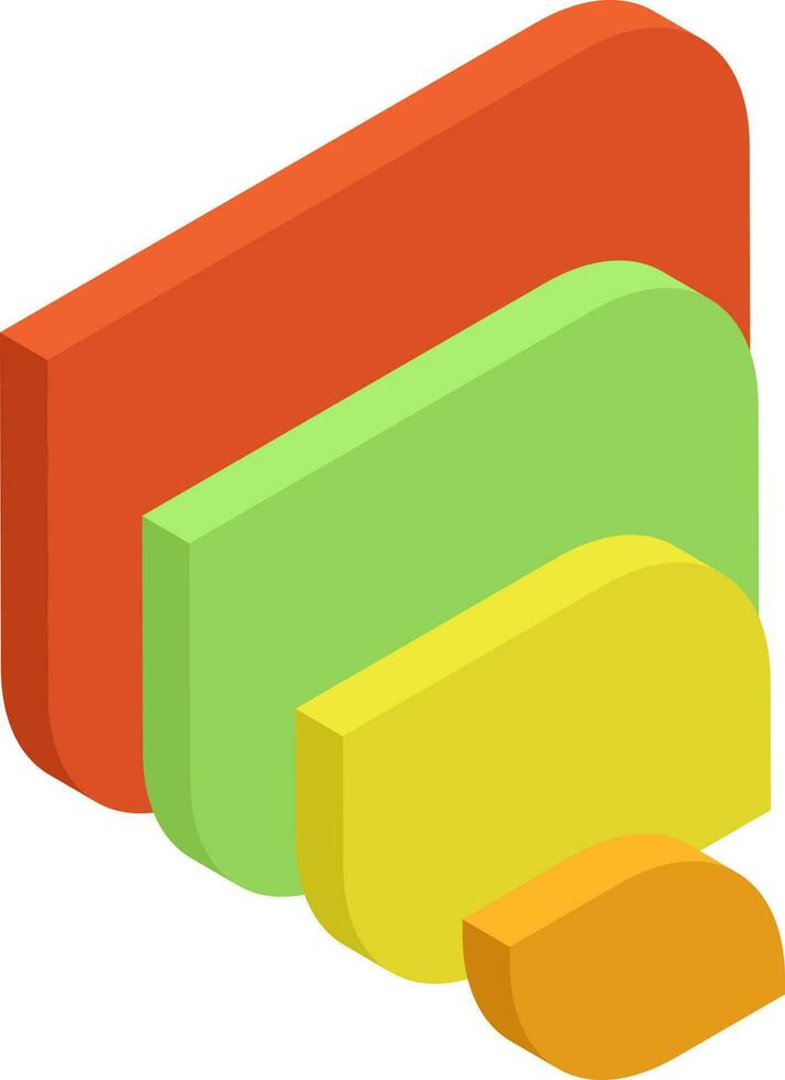 Isometric illustration of colorful staircase infographic graph. vector