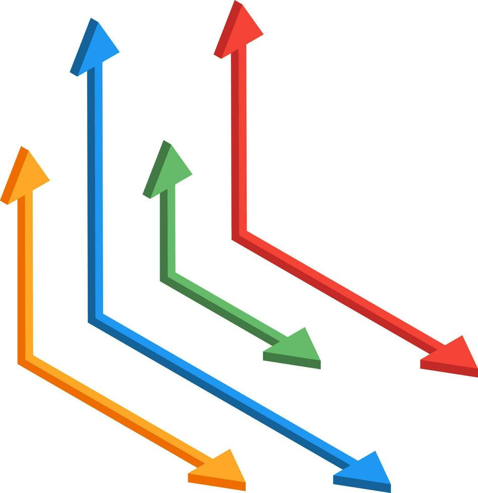 Isometric illustration of statistic arrow infographic graph. vector