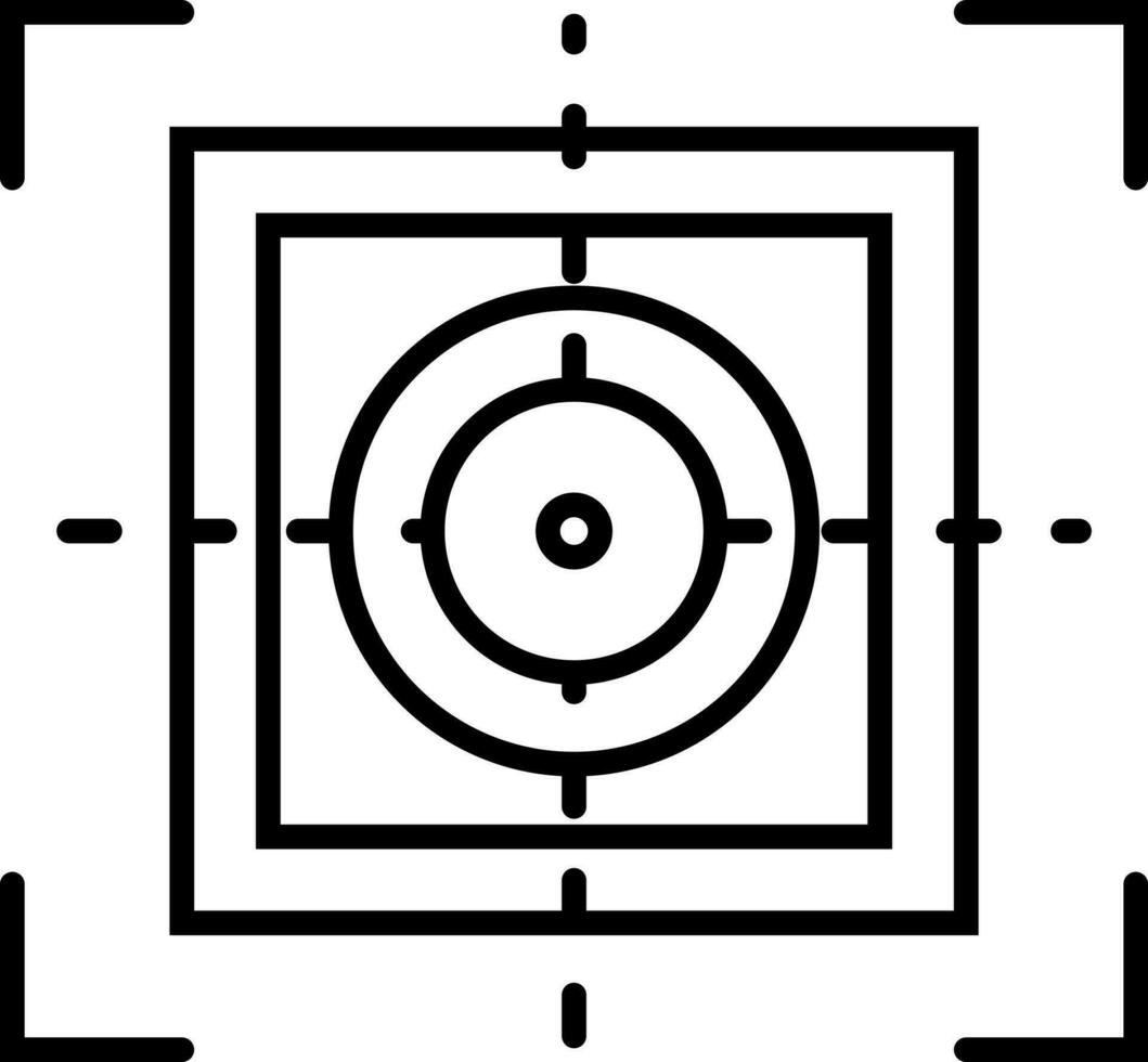 Black line art target icon. vector