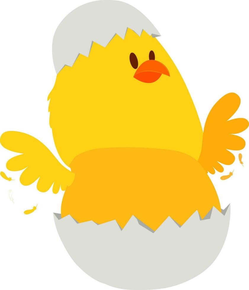 Little chick coming out from easter egg. vector