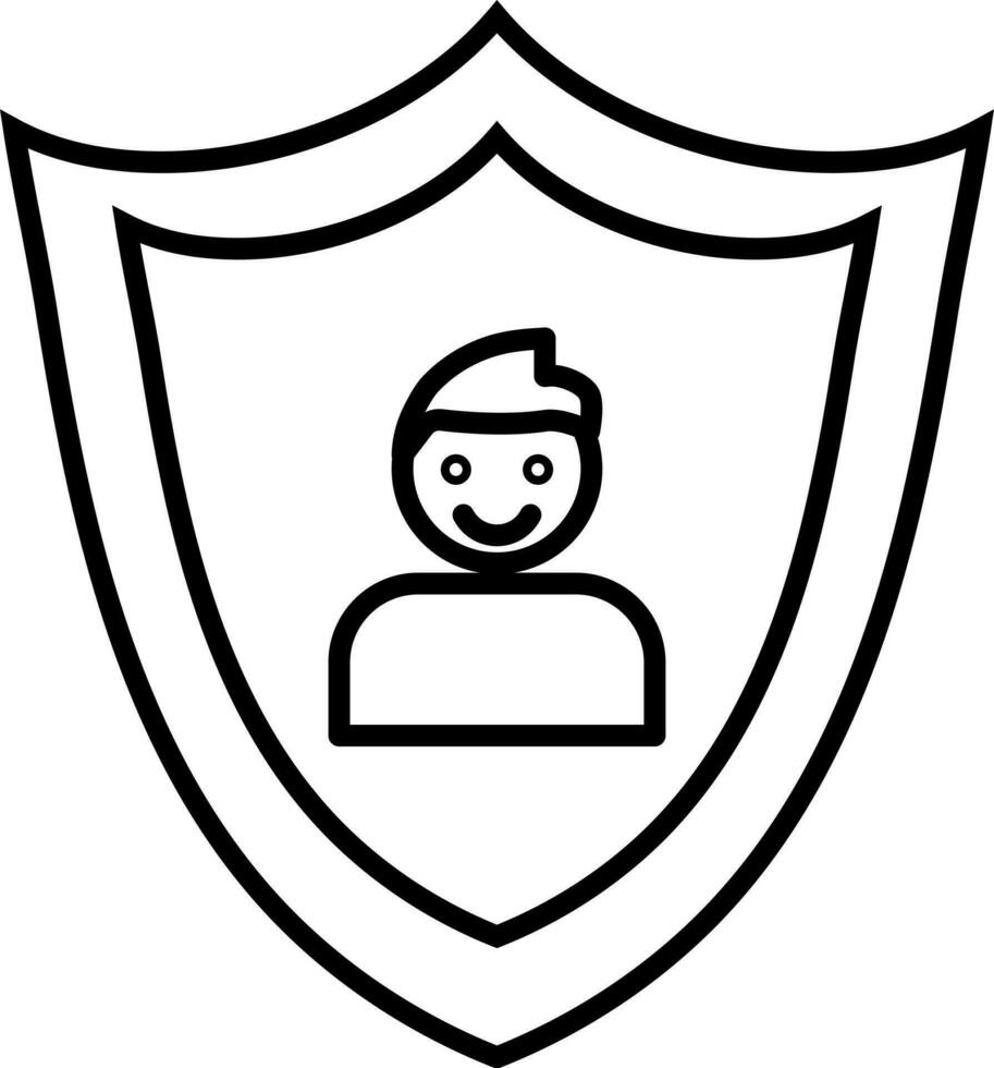 Man with security shield. Friendship day glyph icon. vector