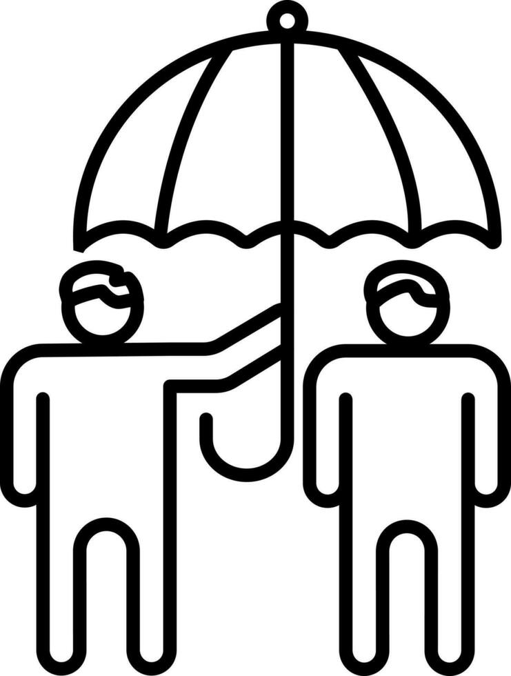 Line art illustrtion of protection or care icon. vector