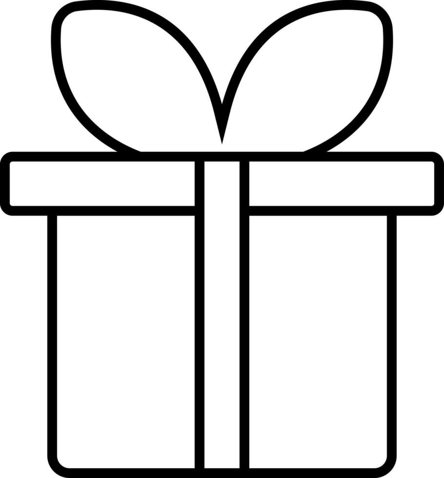 Illustration of gift box icon in black line art. vector