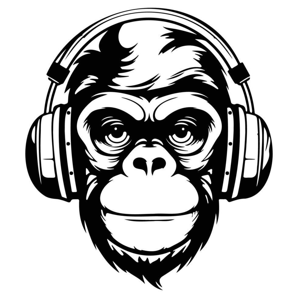 funky monkey with headphones Music Lover Design, Ape with headphones vector