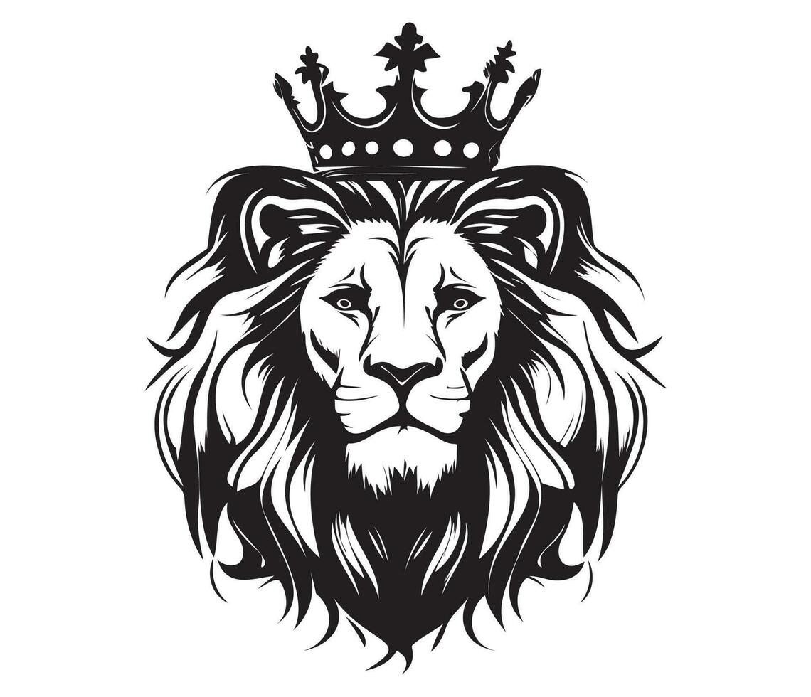 lion head with crown, king lion vector