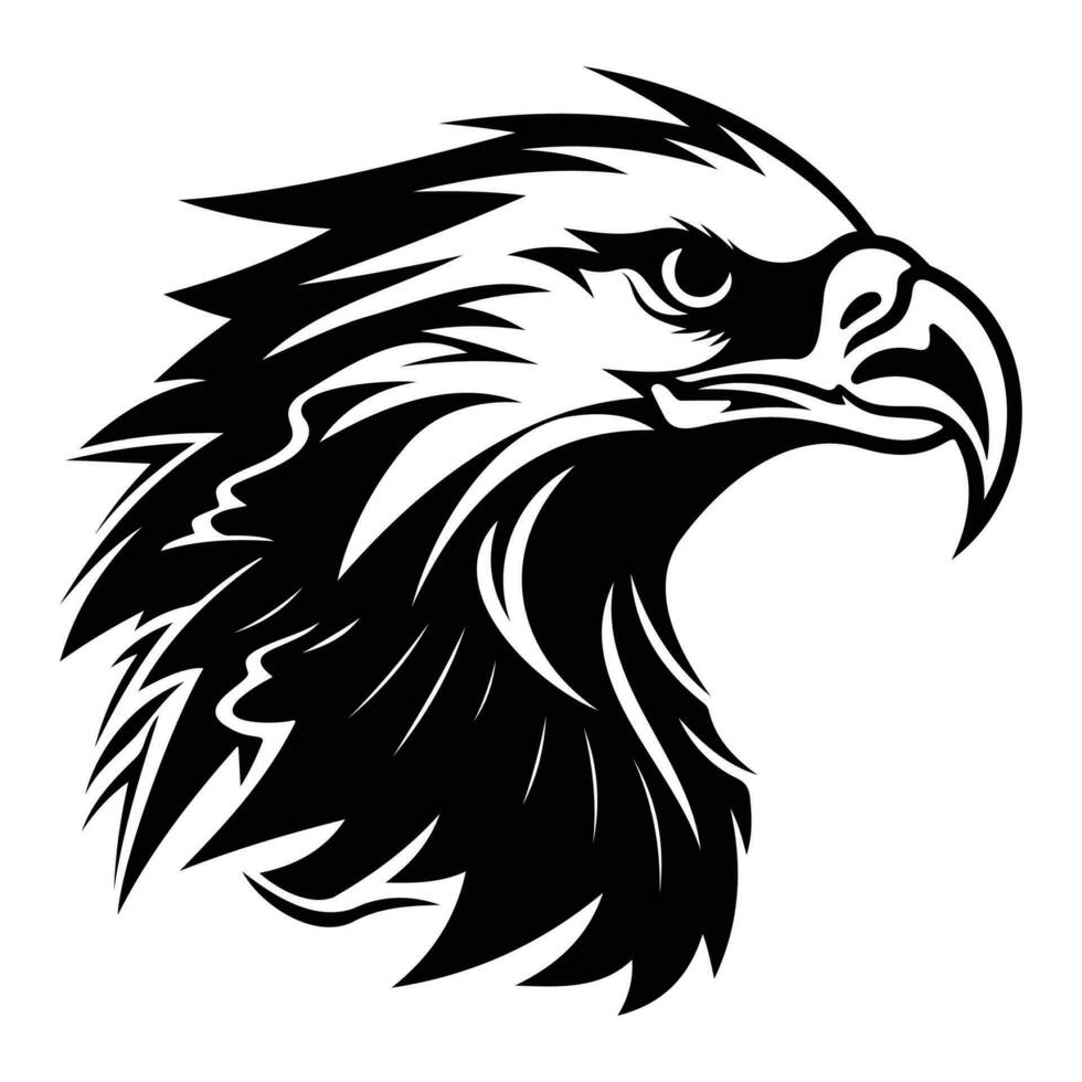 ferocious eagle, Angry eagle Face Side, eagle mascot logo, eagle Black and White Animal Symbol Design. vector