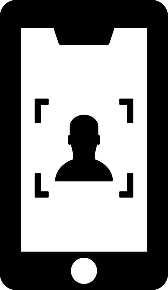 User face scanning in smart phone or selfie icon. vector