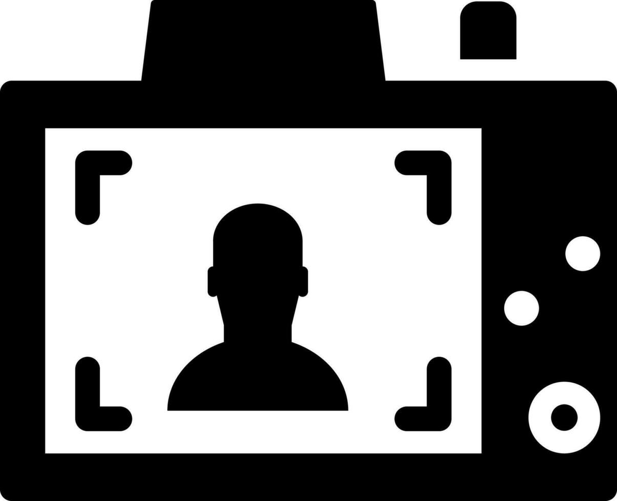 Black and White photo camera icon in flat style. vector