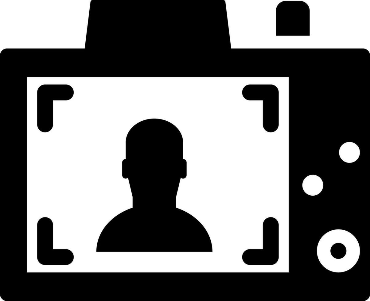 Black and White photo camera icon in flat style. vector