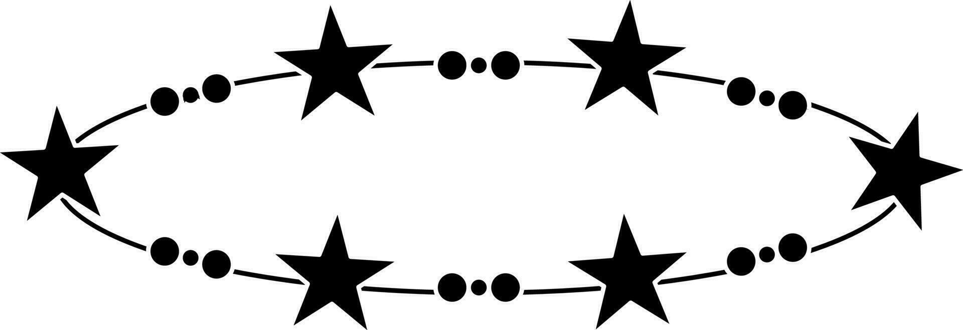 Black star decorated crown in circular shape. vector