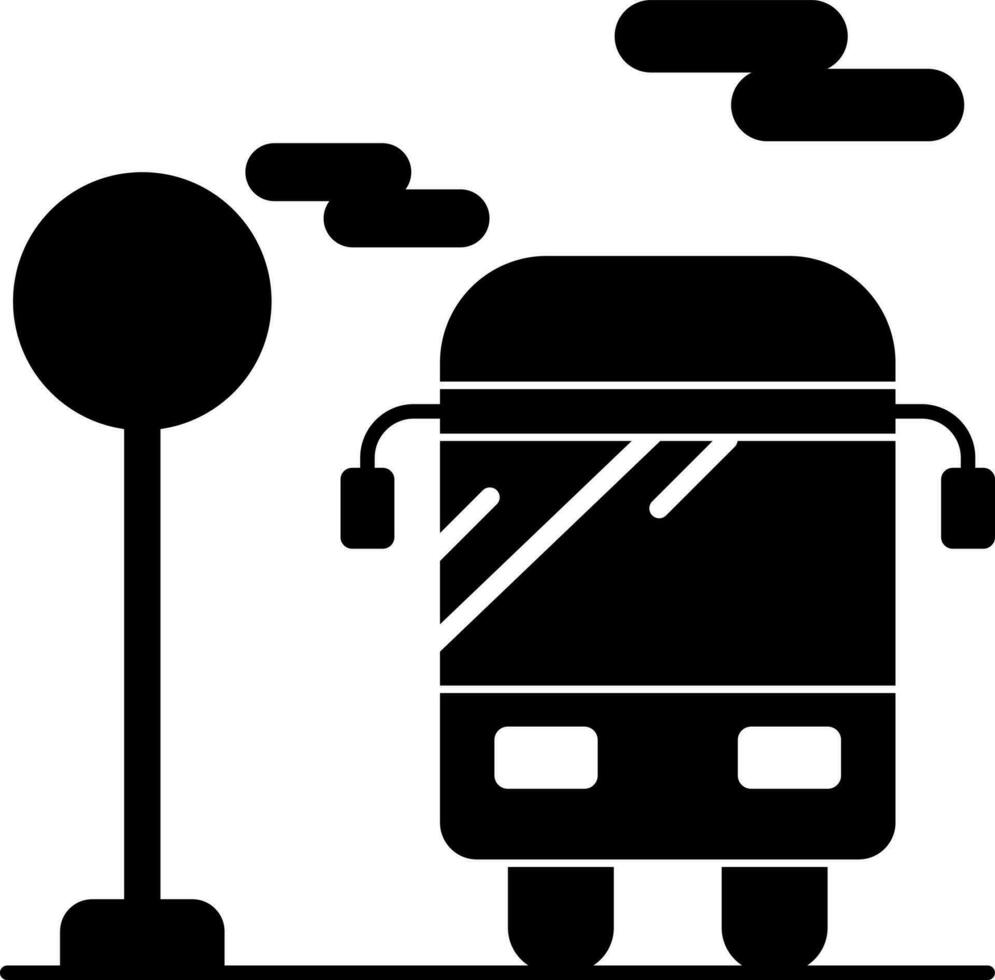 Bus stop icon in Black and White color. vector