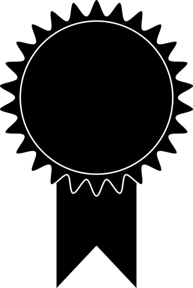 blanco medalla icono en negro y blanco color. vector