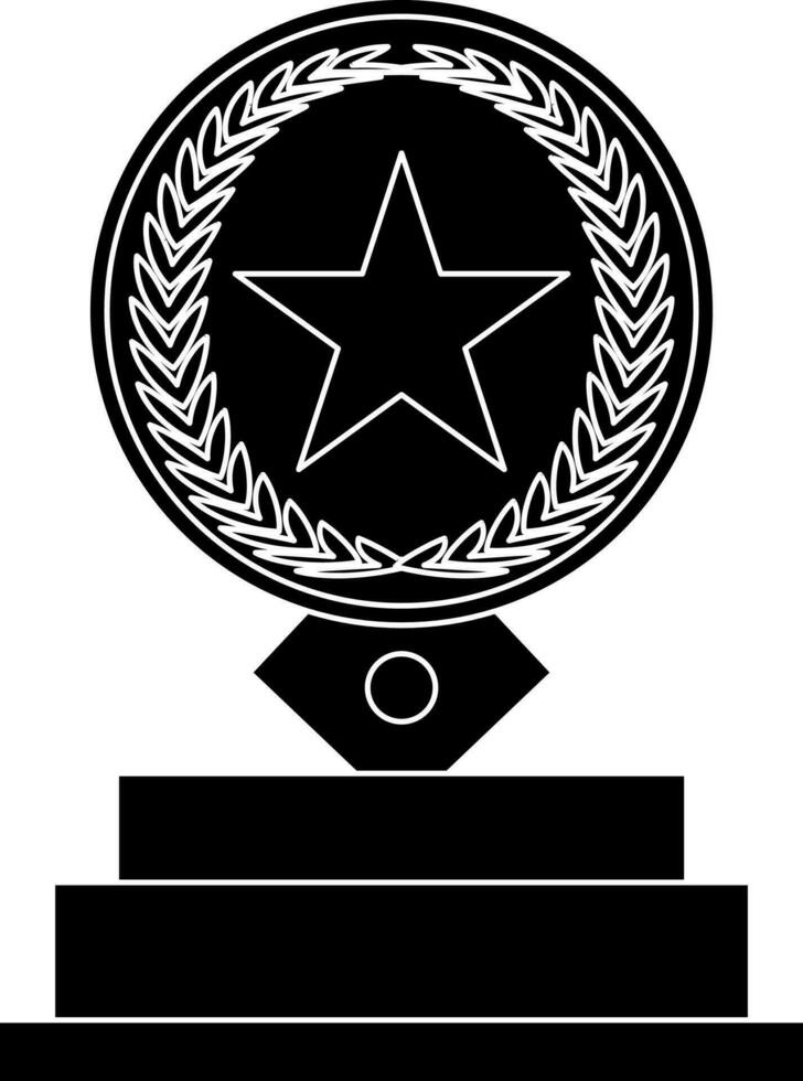 Star decorated laurel wreath in circular shape trophy award. vector