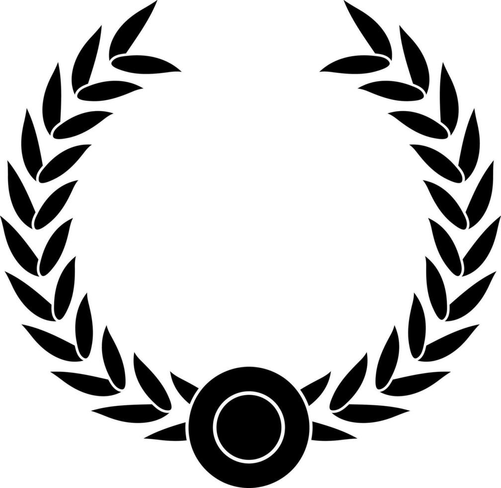 Wreath award circular branches symbol in black color. vector