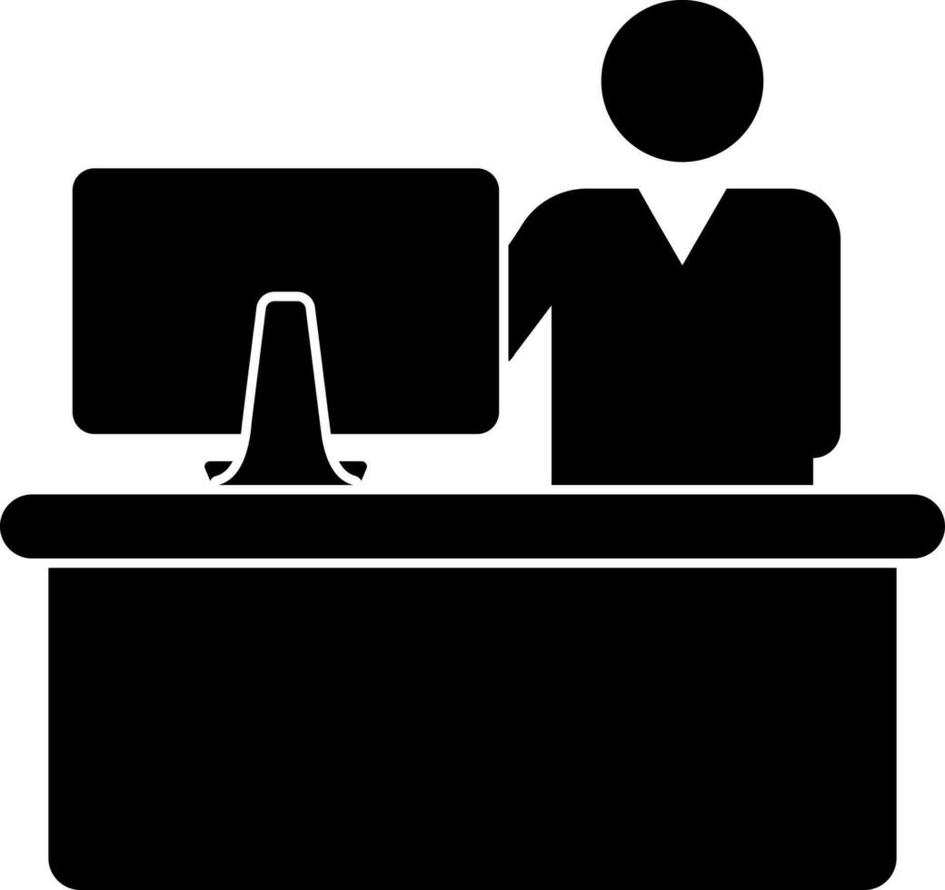 recepcionista icono en negro y blanco color. vector