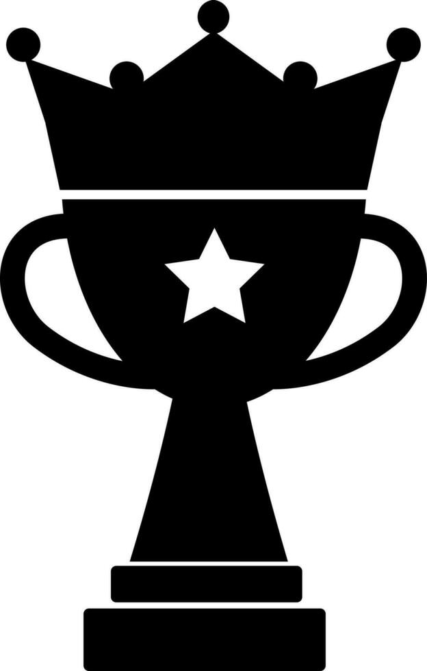 Crown and star decorated trophy cup award. vector