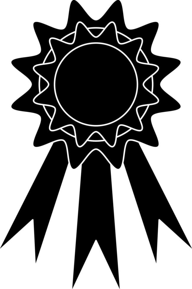 Black and White badge decorated with ribbon. vector