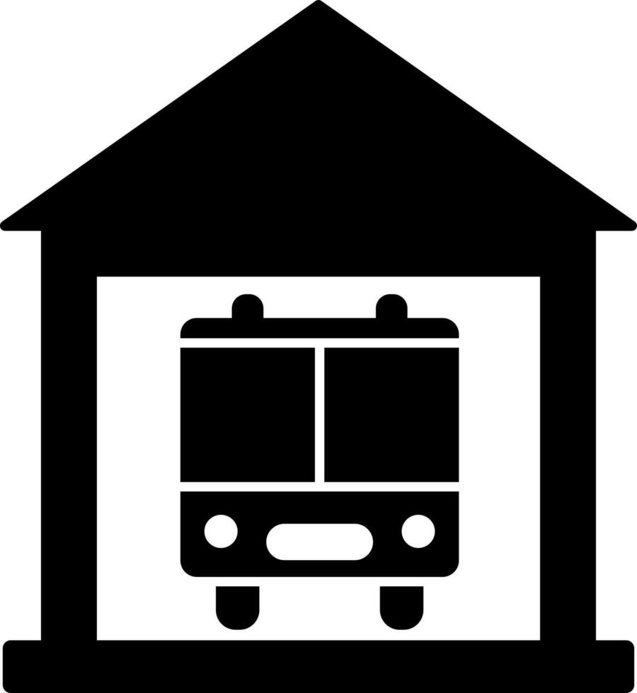 Auto garage icon in Black and White color. vector
