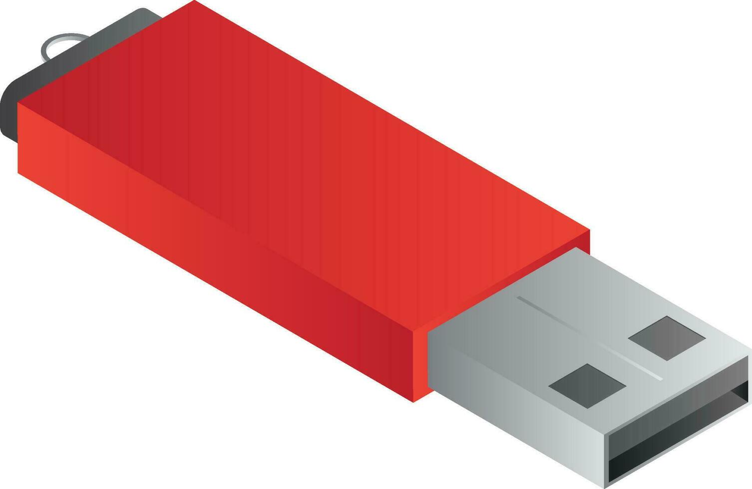 Isometric illustration of USB in red color. vector