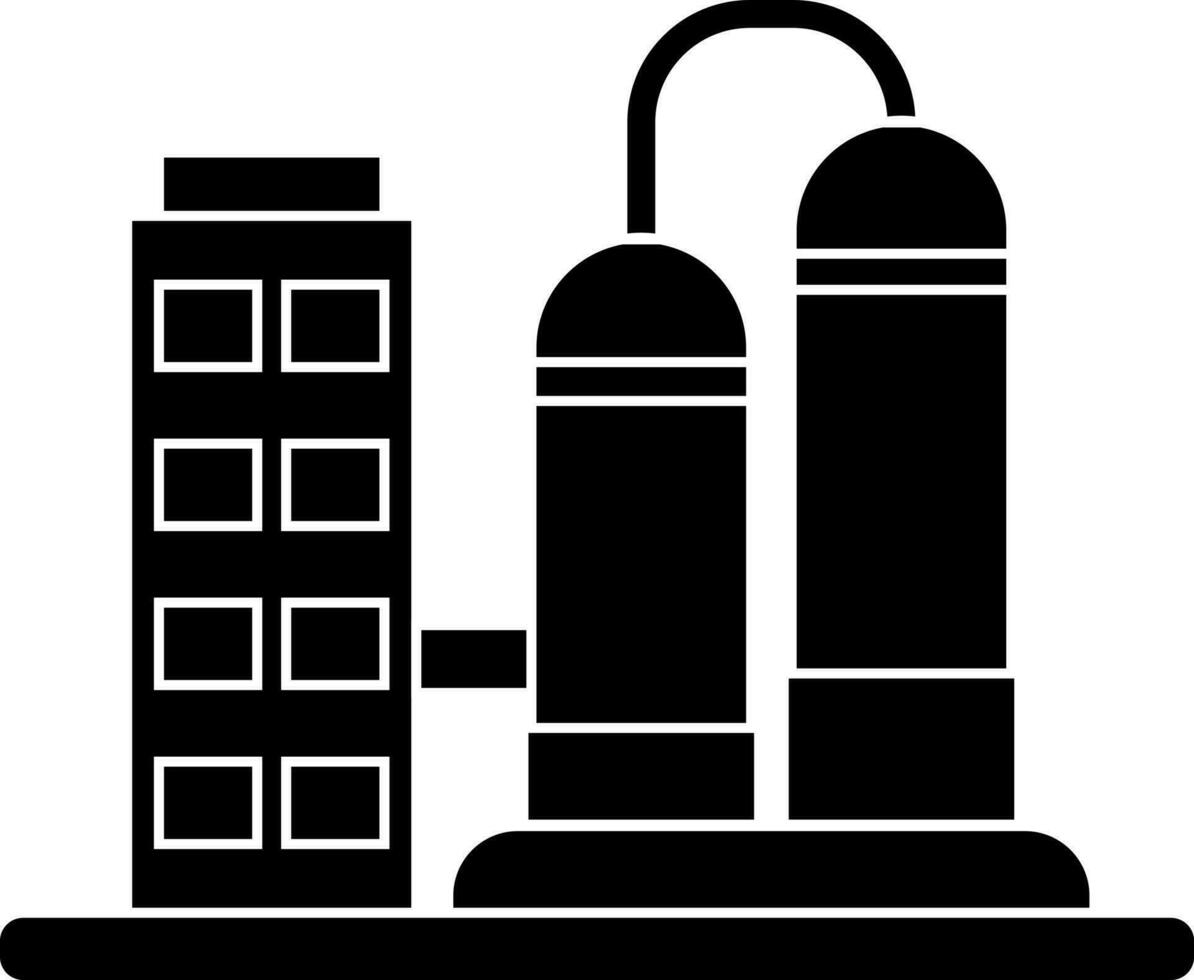 Black and White refinery icon in flat style. vector
