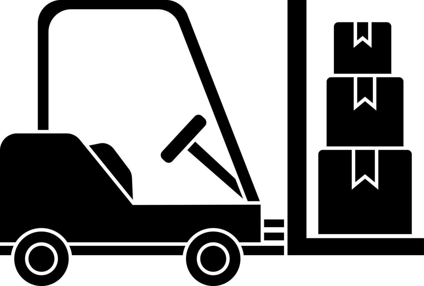 Delivery forklift icon in Black and White color. vector