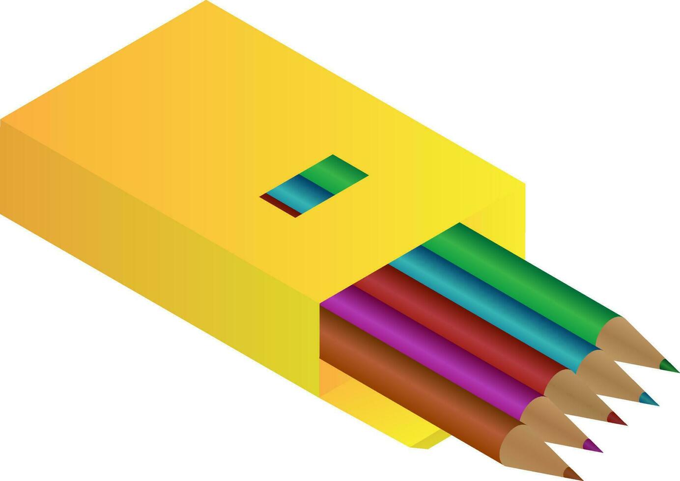 Colour pencil box in 3d style on white background. vector