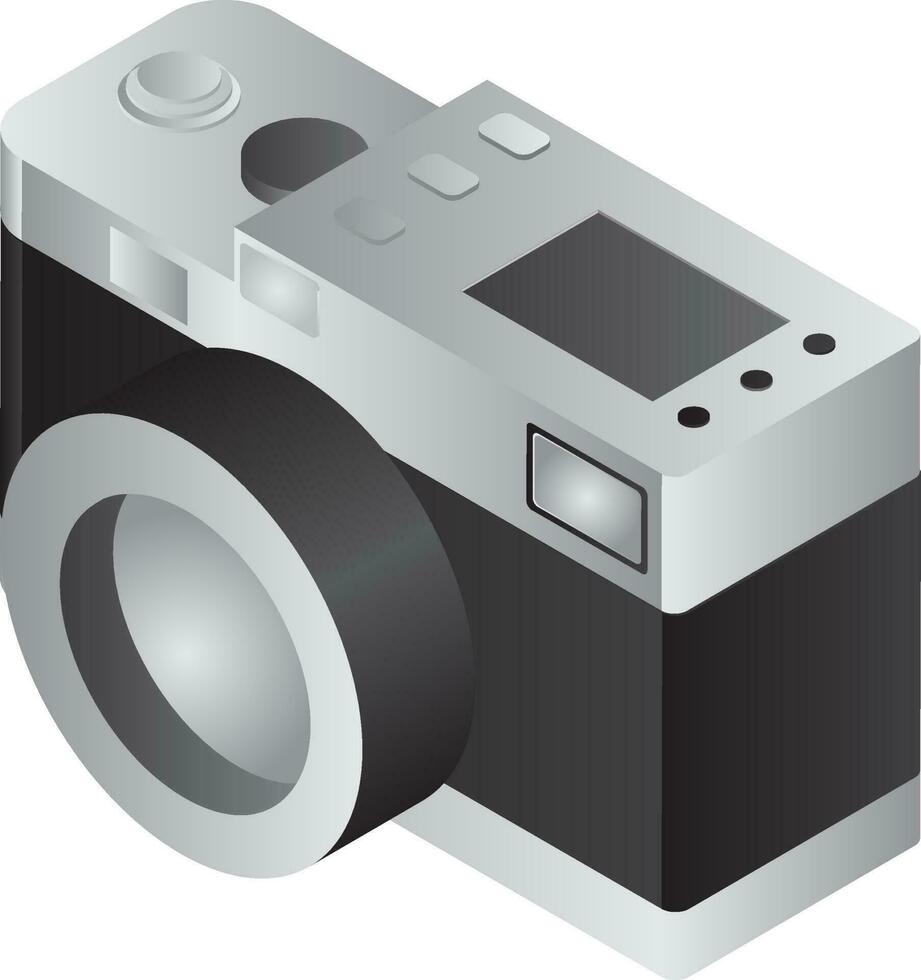 3D illustration of digital camera in grey color. vector