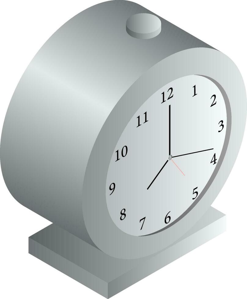 3D illustration of alarm clock in grey color. vector