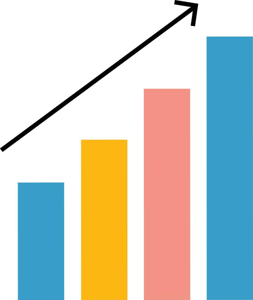 Colorful bar chart in flat style, vector infographic icon.