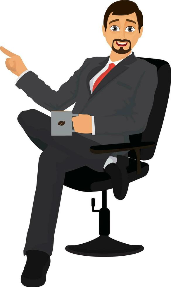 personaje de un empresario sentado en silla. vector