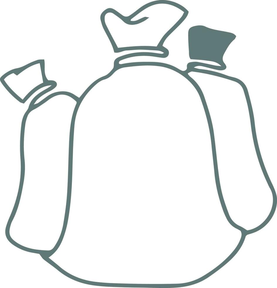 Doodle illustration of money bag icon. vector