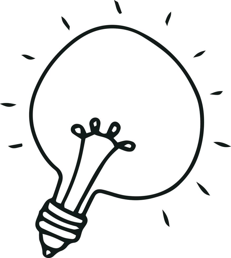 Doodle style bulb icon in black outline. vector
