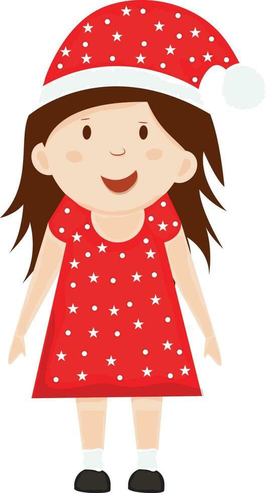 Character of girl wearing dress with hat. vector