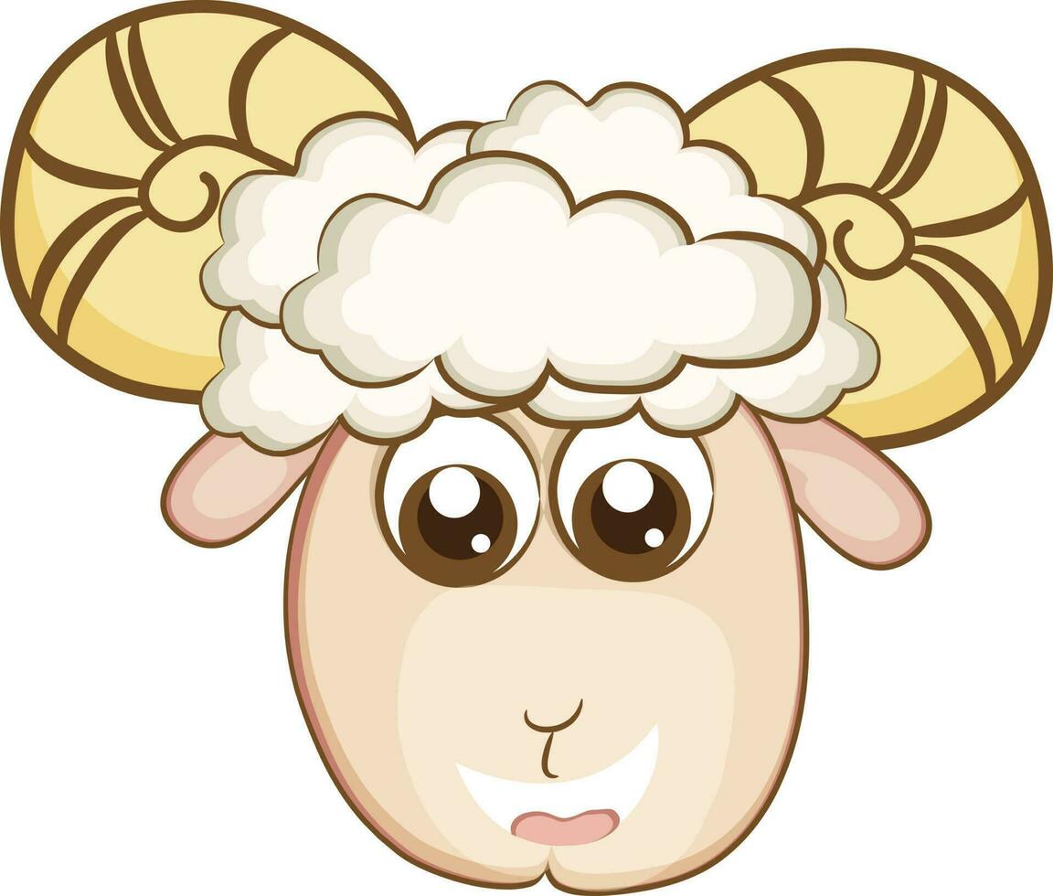 Character of a funny sheep face. vector
