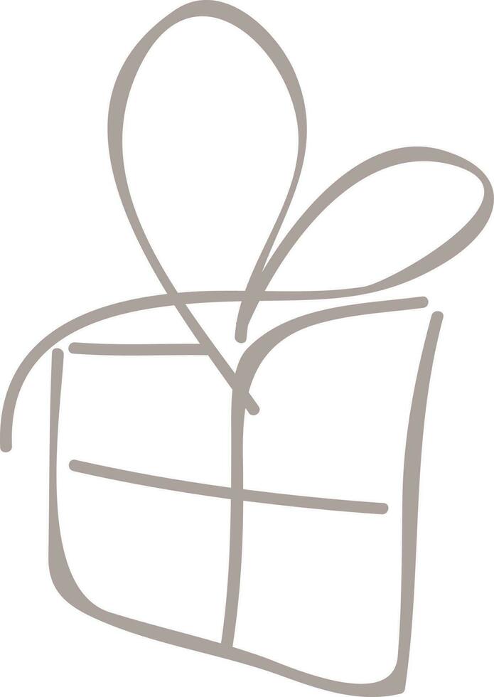 Hand drawn gray and white gift box. vector