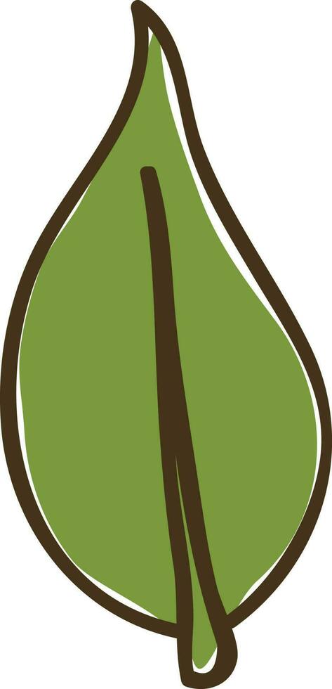 Green leaf icon in doodle style. vector