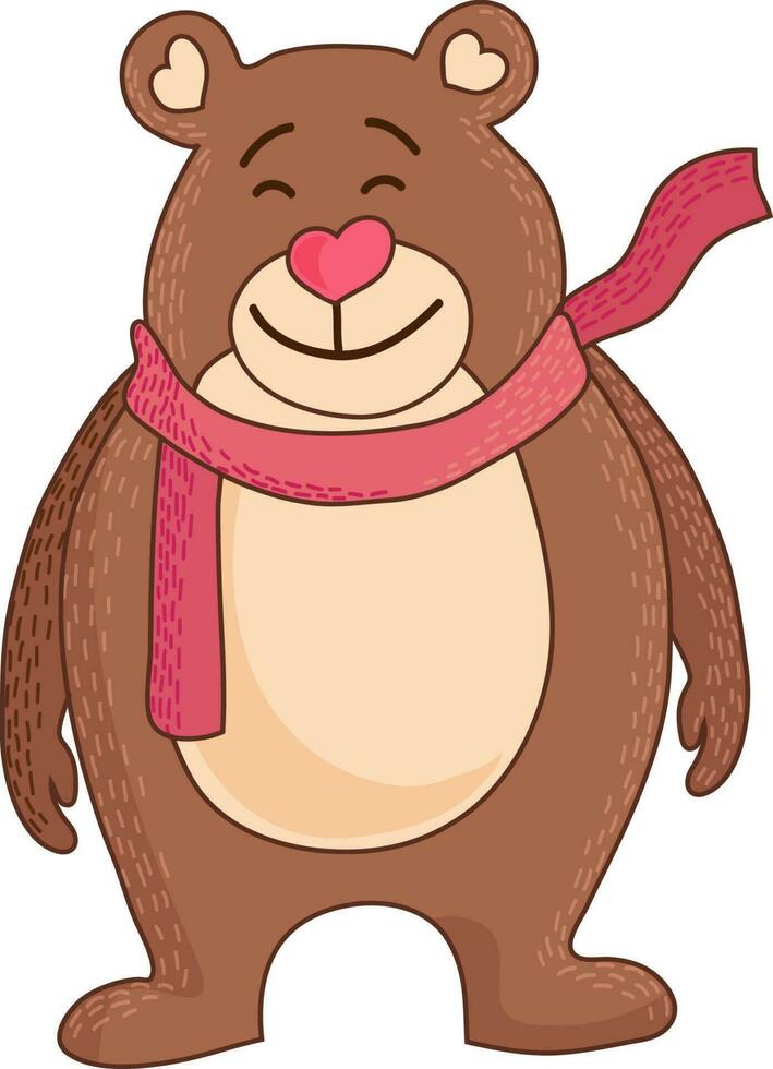 Cute smiling Bear wearing scarf. vector