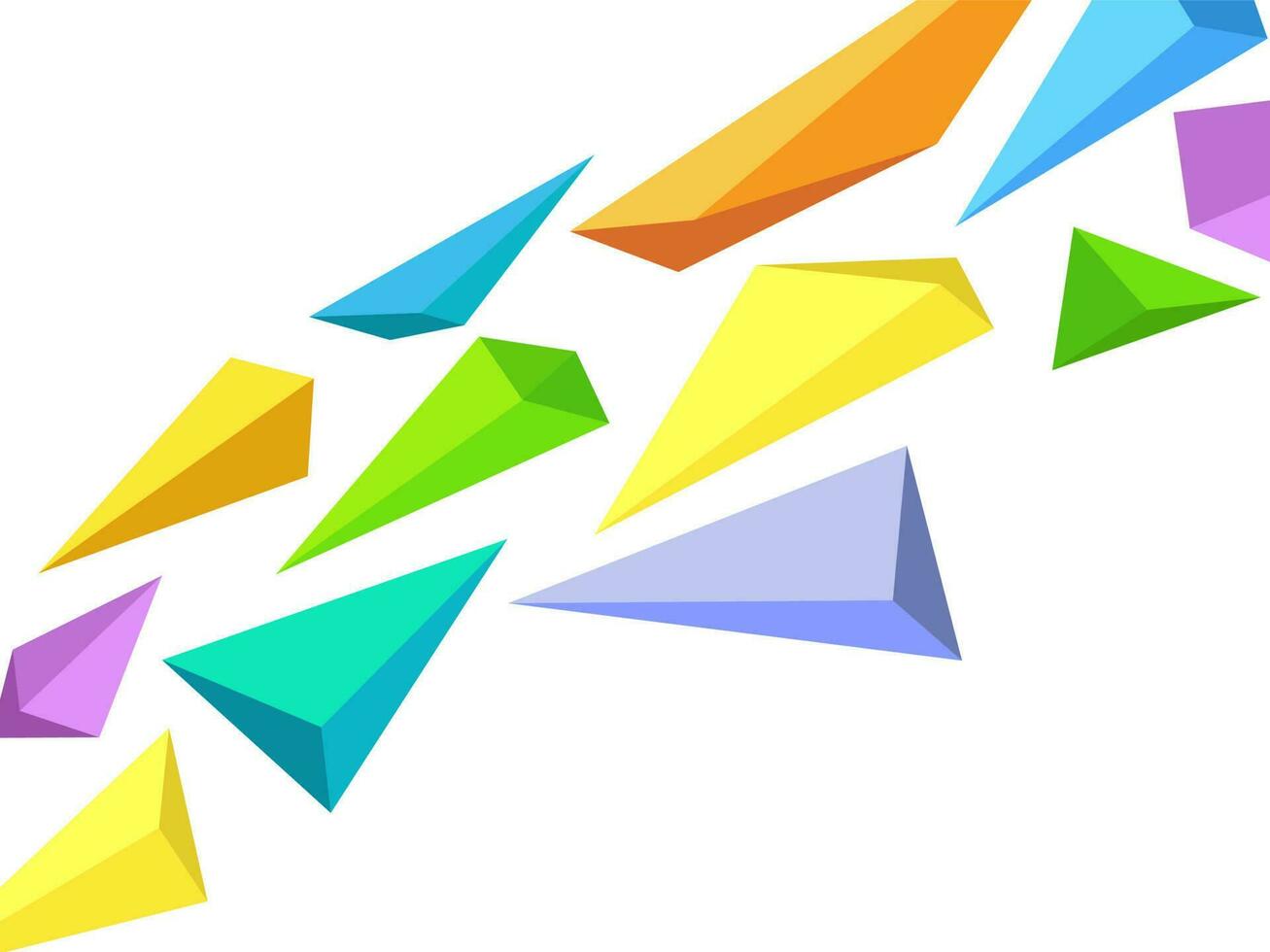 3D colorful triangles abstract geometric elements. vector