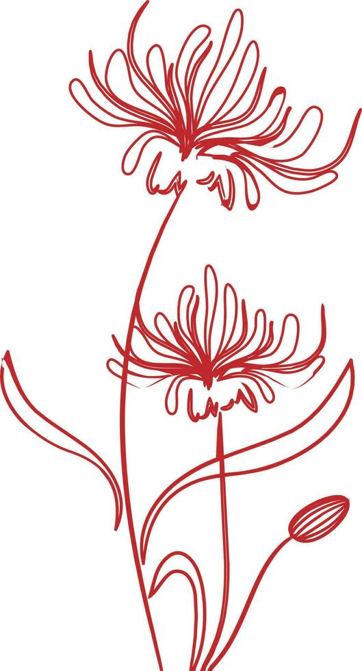 Line art illustration of Flowers with bud. vector