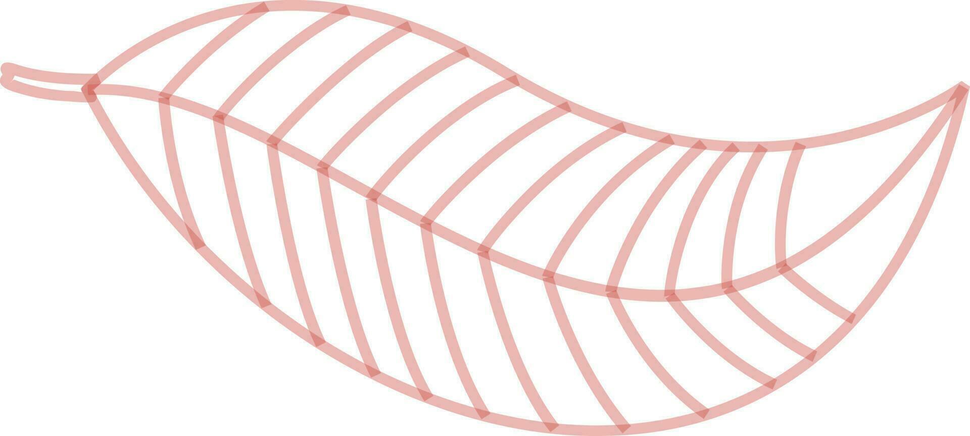 Line art illustration of Leaf in red color. vector