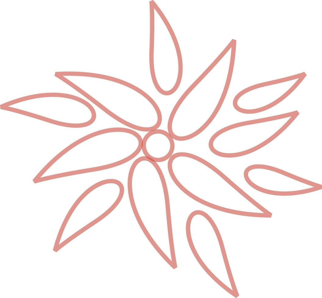 Line art illustration of Flower in red color. vector