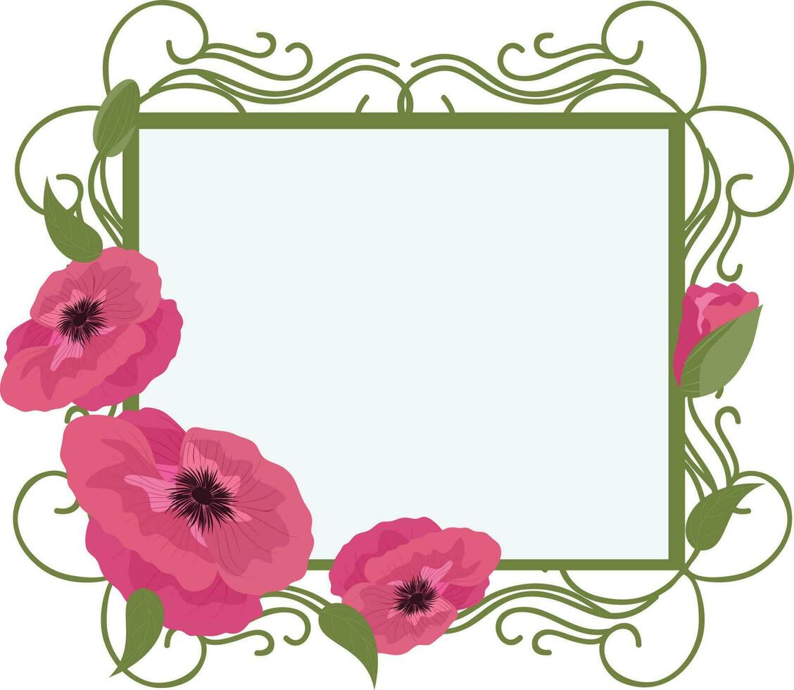 Ornamental frame decorated with flowers. vector