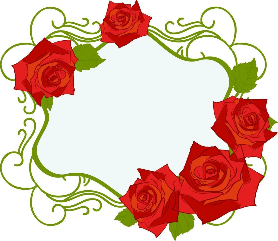 ornamental marco decorado con rojo rosas. vector