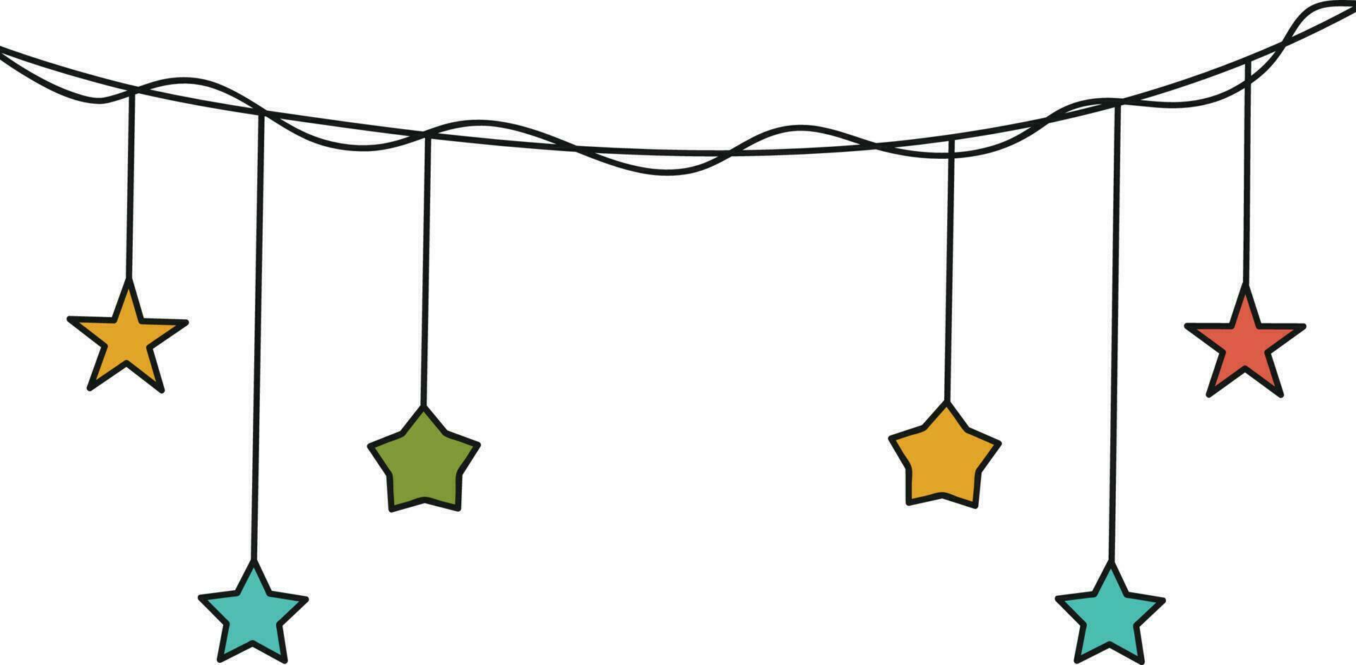 Colorful decoration element of hanging stars. vector