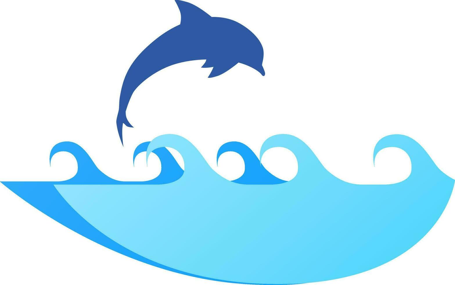 Flat illustration of Dolphin jumping in water. vector