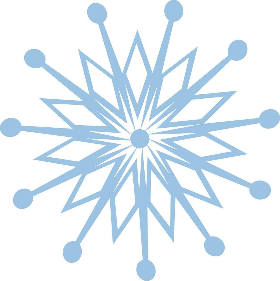 Flat icon of snowflake in blue color. vector