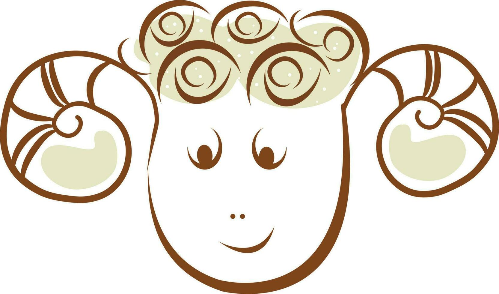 Isolated character of smiling sheep. vector