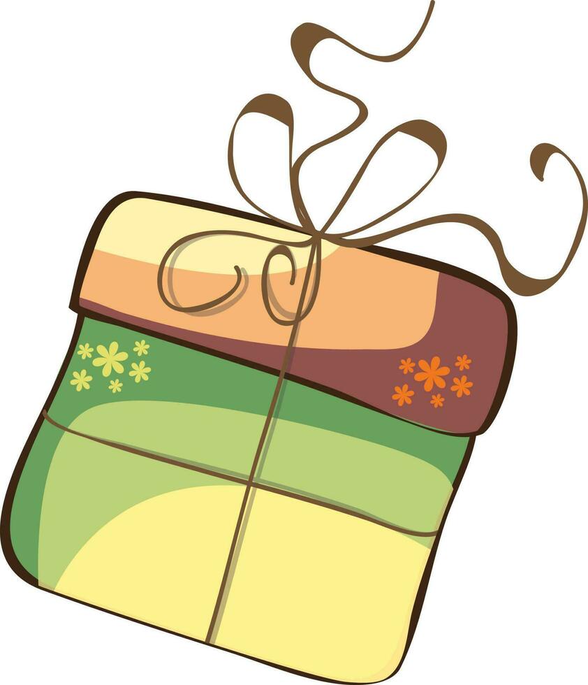 Illustration of gift in green and brown color. vector