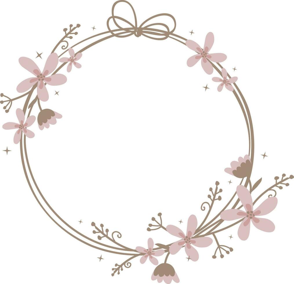 Beautiful floral frame in circular shape. vector