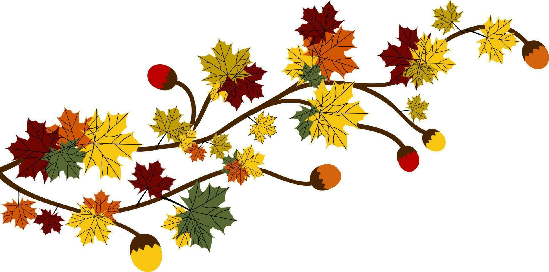 Tree branch with colorful Autumn leaves. vector